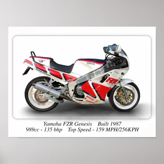 Yamaha FZR Genesis Motorcycle - Afdrukformaat A3 Poster (Voorkant)