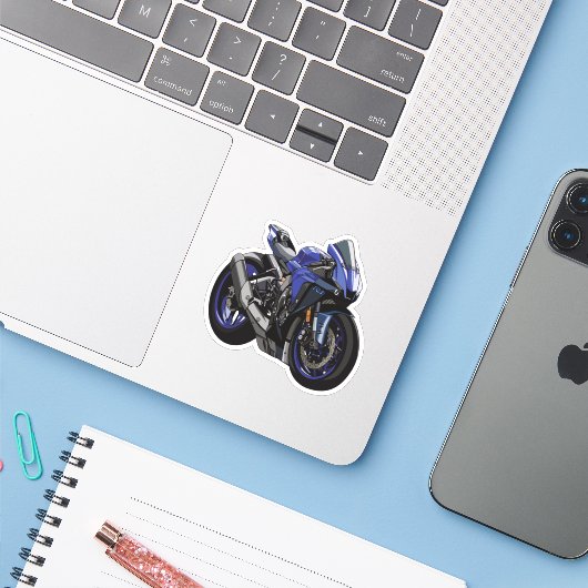 Yamaha R1 cute style Sticker (Laptop met iPhone)