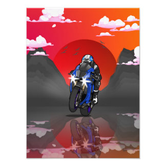 Yamaha R1 in the sunset Foto Afdruk