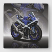 Yamaha R1 with special background Vierkante Klok (Voorkant)
