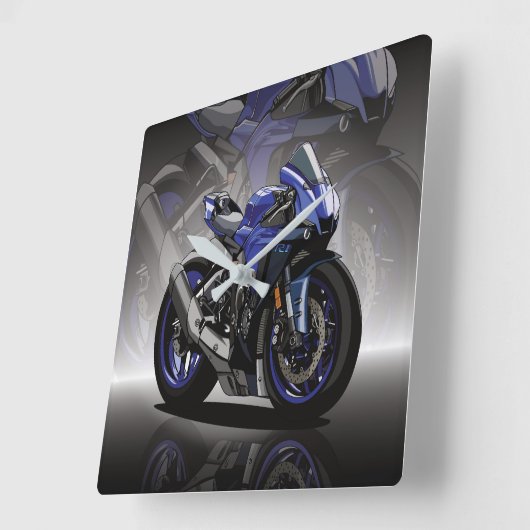 Yamaha R1 with special background Vierkante Klok (Hoek)