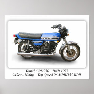 Yamaha RD250-motorfiets - A3 Afdrukformaat Poster