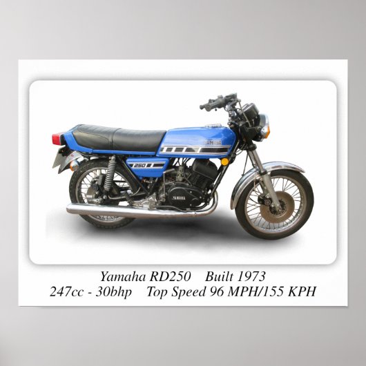 Yamaha RD250-motorfiets - A3 Afdrukformaat Poster (Voorkant)