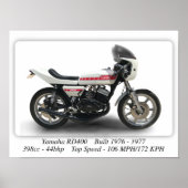 Yamaha RD400-motorfiets - A3 Afdrukformaat Poster (Voorkant)