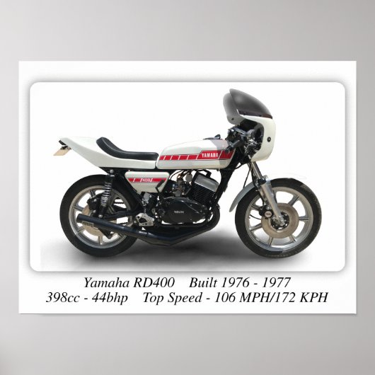 Yamaha RD400-motorfiets - A3 Afdrukformaat Poster (Voorkant)