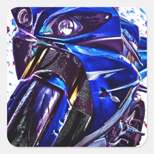 Yamaha YZF R1 Art Print Vierkante Sticker (Voorkant)