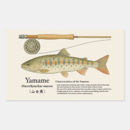 Yamame (Oncorhynchus masou) – Engelse illustratie Rechthoekige Sticker