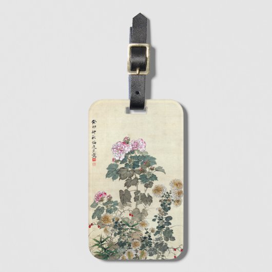 Yamamoto Baiitsu Autumn Flowers Bagagelabel (Voorkant (verticaal))