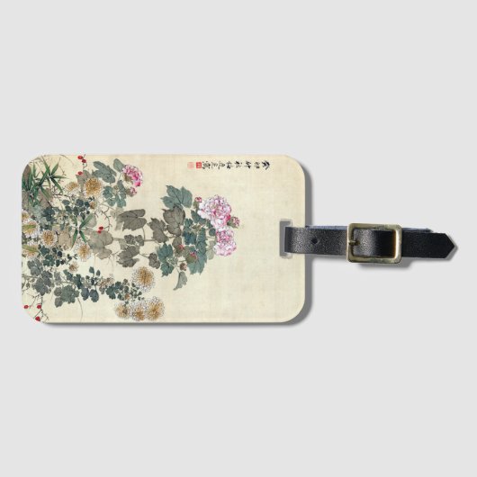Yamamoto Baiitsu Autumn Flowers Bagagelabel (Voorkant (horizontaal))