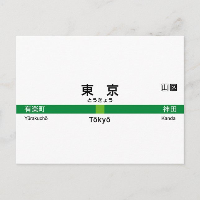 Yamanote line TOKYO 山 名 手 看 板 Briefkaart (Voorkant)