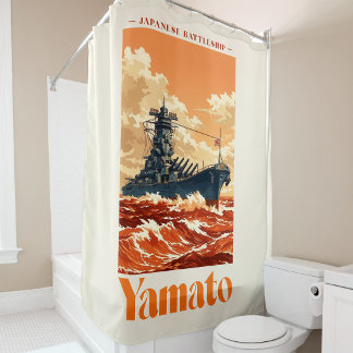 Yamato Japans Slagschip Vintage Maritieme Poster Douchegordijn
