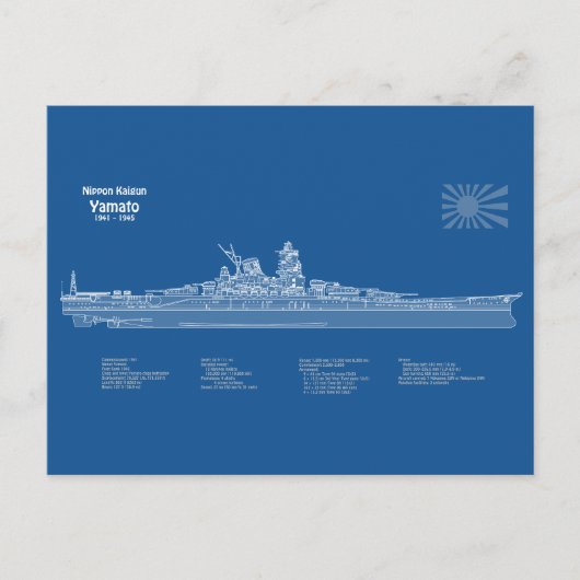 Yamato - Schip Blauwdruk Plannen ABD Briefkaart (Voorkant)