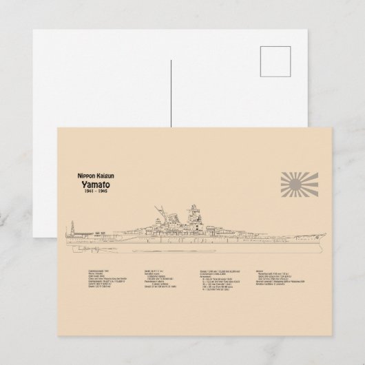 Yamato - Schip Blauwdruk Plannen SD Briefkaart (Voorkant / Achterkant)