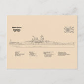 Yamato - Schip Blauwdruk Plannen SD Briefkaart (Voorkant)