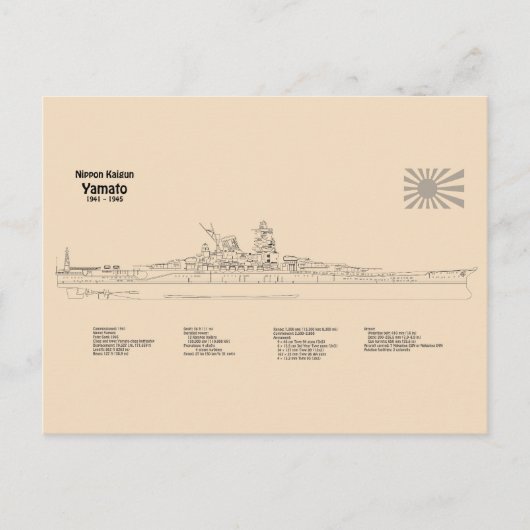 Yamato - Schip Blauwdruk Plannen SD Briefkaart (Voorkant)