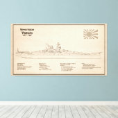 Yamato - Schip Blauwdruk Plannen SD Canvas Afdruk (Insitu (Houten vloer))