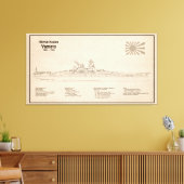 Yamato - Schip Blauwdruk Plannen SD Canvas Afdruk (Insitu (Woonkamer))