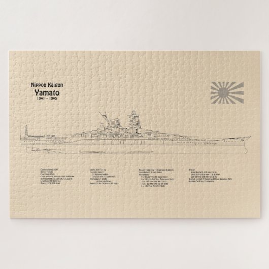 Yamato - Schip Blauwdruk Plannen SD Legpuzzel (Horizontaal)