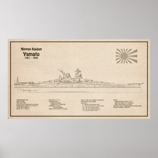 Yamato - Schip Blauwdruk Plannen SD Poster (Voorkant)