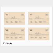 Yamato - Schip Blauwdruk Plannen SD Rechthoekige Sticker (Vel)