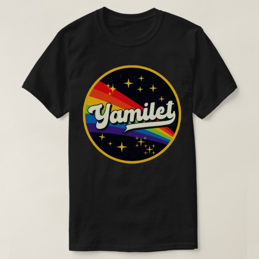 Yamilet regenboog in ruimte stijl t-shirt (Design voorkant)