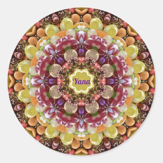 YANA ~ EASTER SNOEP ~ Chocolade Ronde Sticker (Voorkant)