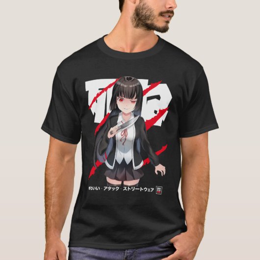 Yandere Kawaii Japanse anime T-shirt (Voorkant)