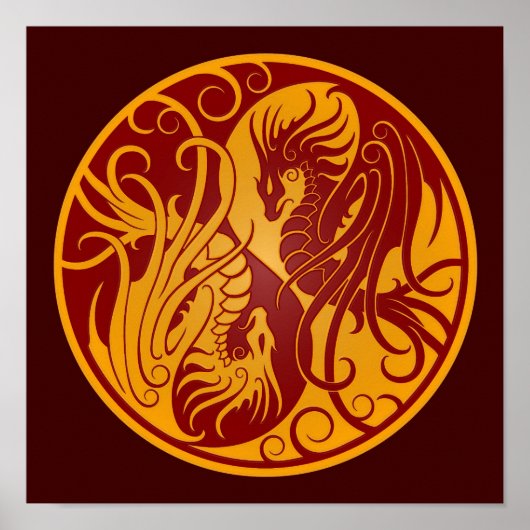 Yang Dragons, gele en rode vliegers Poster (Voorkant)