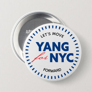 Yang for NYC Let's Move Forward 46yo Stippen White Ronde Button 7,6 Cm