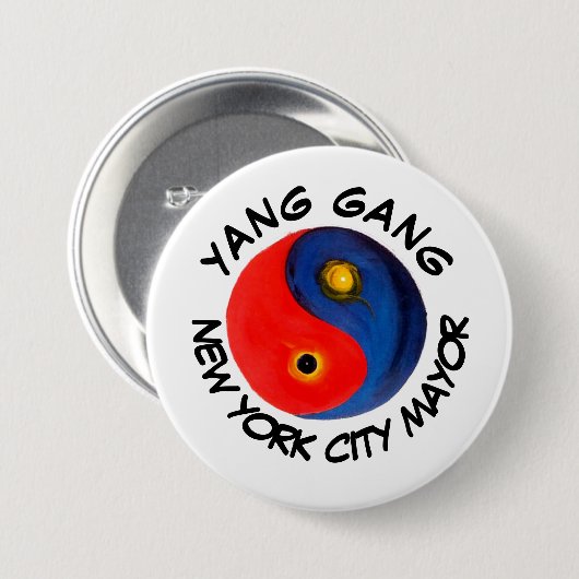 Yang Gang NYC Mayor Ronde Button 7,6 Cm (Voorkant /achterkant)
