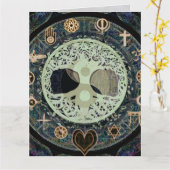 yang liegen met religieuze symbolen kaart (Gele Bloem)