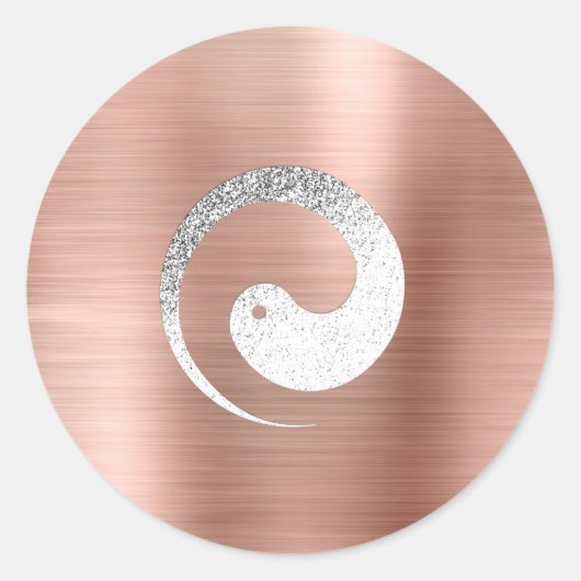 Yang Yang Symbol Balance Blush Grey Pace Spirituee Ronde Sticker (Voorkant)
