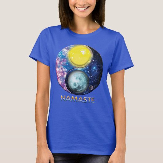 Yang-Yin/Sun-Moon Namaste T-Shirt (Voorkant)