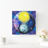 Yang-Yin/Sun-Moon Vierkante Klok (Huis)