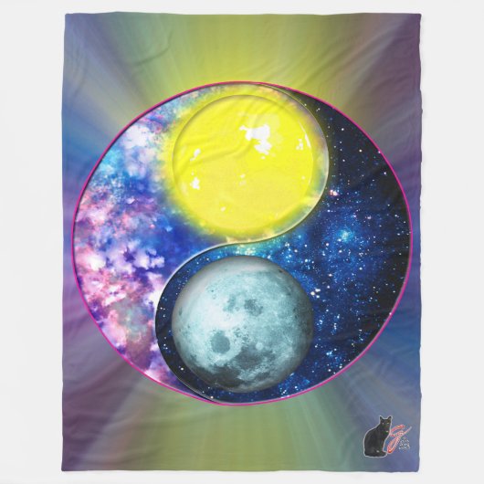 Yang-Yin / Zon-Maan Fleece Deken (Voorkant)