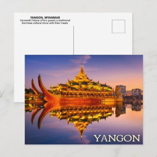 Yangon, Myanmar (Birma) Briefkaart (Voorkant / Achterkant)