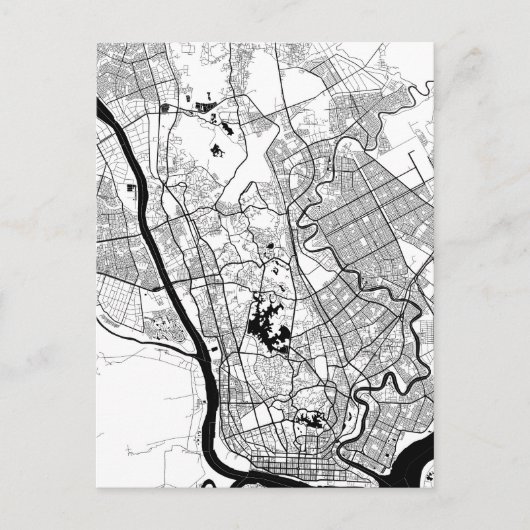 Yangon Myanmar Map Briefkaart (Voorkant)