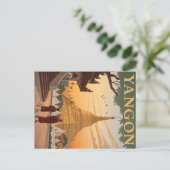 Yangon Pagoda en Birmese Retro Briefkaart (Staand voorkant)
