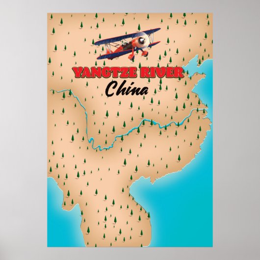 Yangtze, China kaart poster (Voorkant)