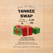 Yankee Swap Cadeauruil Verpakte Cadeaus Acryl Uitnodigingen (Voorkant)