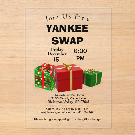 Yankee Swap Cadeauruil Verpakte Cadeaus Acryl Uitnodigingen