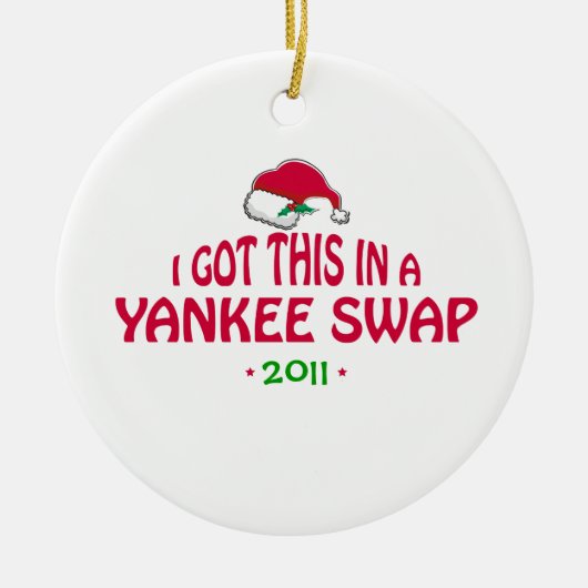 Yankee Swap Gift - Santa Hat Keramisch Ornament (Voorkant)