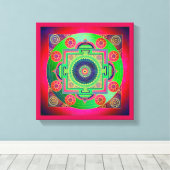 YANTRA - het grote wiel - groen roze Canvas Afdruk (Insitu (Houten vloer))