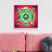 YANTRA - het grote wiel - groen roze Canvas Afdruk (Insitu (Woonkamer))