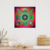 YANTRA - het grote wiel - groen roze Poster (Keuken)