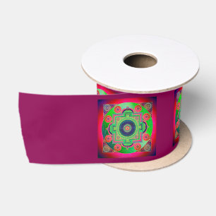 YANTRA - het grote wiel - groen roze Satijnen Lint