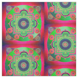 YANTRA - het grote wiel - groen roze Stof