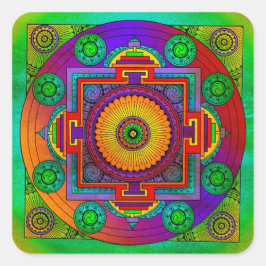 YANTRA - het grote wiel - groen viooltje Vierkante Sticker