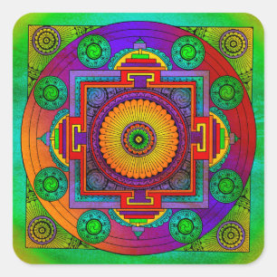 YANTRA - het grote wiel - groen viooltje Vierkante Sticker