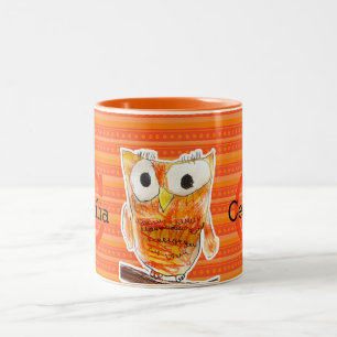 YAP   Aangepaste ontwerper Owl   Jongerenkunstproj Tweekleurige Koffiemok